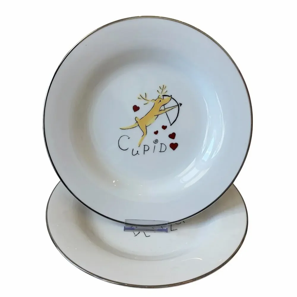Pottery Barn Christmas Reindeer Dinner Plates 11in Set of 4 Japan RETIRED